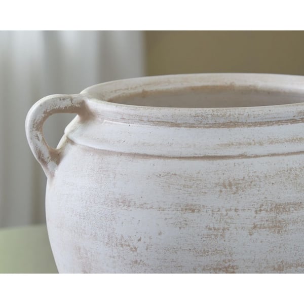 Signature DESIGN BY ASHLEY Meadie 9 in. H White Terra Cotta Signature DESIGN BY ASHLEY Meadie 9 in. H White Terra Cotta