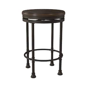 Casselberry 26.25 in. Brown Backless Metal Counter Height Stool with Wood Seat