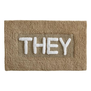 Novelty Beige 21 in. x 34 in. They Cotton Bath Rug