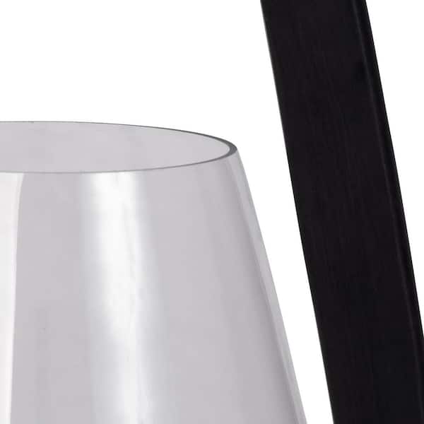 Liv & Skye 15 in. Black Wood and Glass Hurricane Lantern Candle