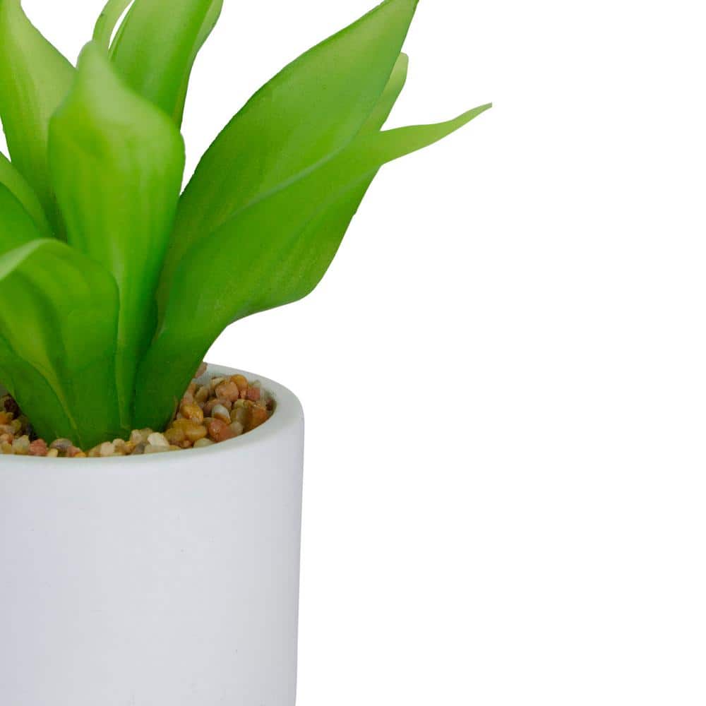 Nordic Green Artificial Aloe Plant in White Concrete Pot