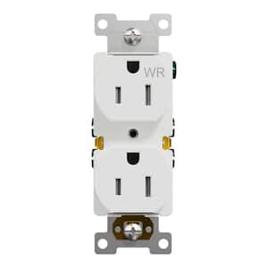 X Series 15 Amp 125-Volt Weather Resistant Outdoor Tamper Resistant Duplex Outlet Back Wire Matte White