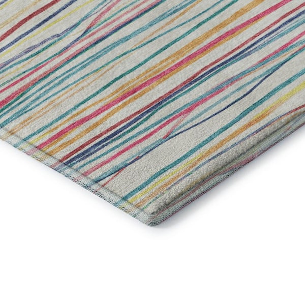 Mayfield Premium Machine Washable Abstract AMF1603 Ivory 2 ft. x 3 ft. Area Rug