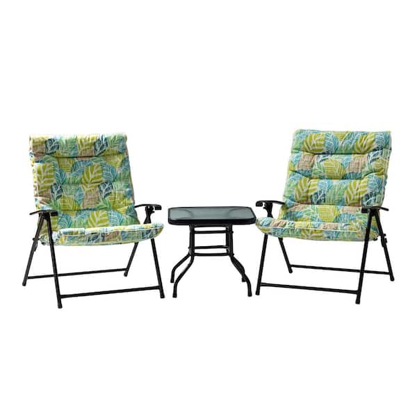 JAYDEN CREATION Black 3-Piece Metal 36 in. Outdoor Dining Set with Red Cushions Nod Taupe Theme Round