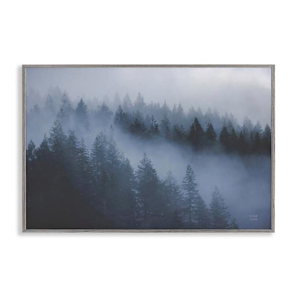 Stupell Industries Fog Filled Trees Landscape by Nathan Larson Gray Framed Nature Giclee Art Print 12 in. x 18 in.