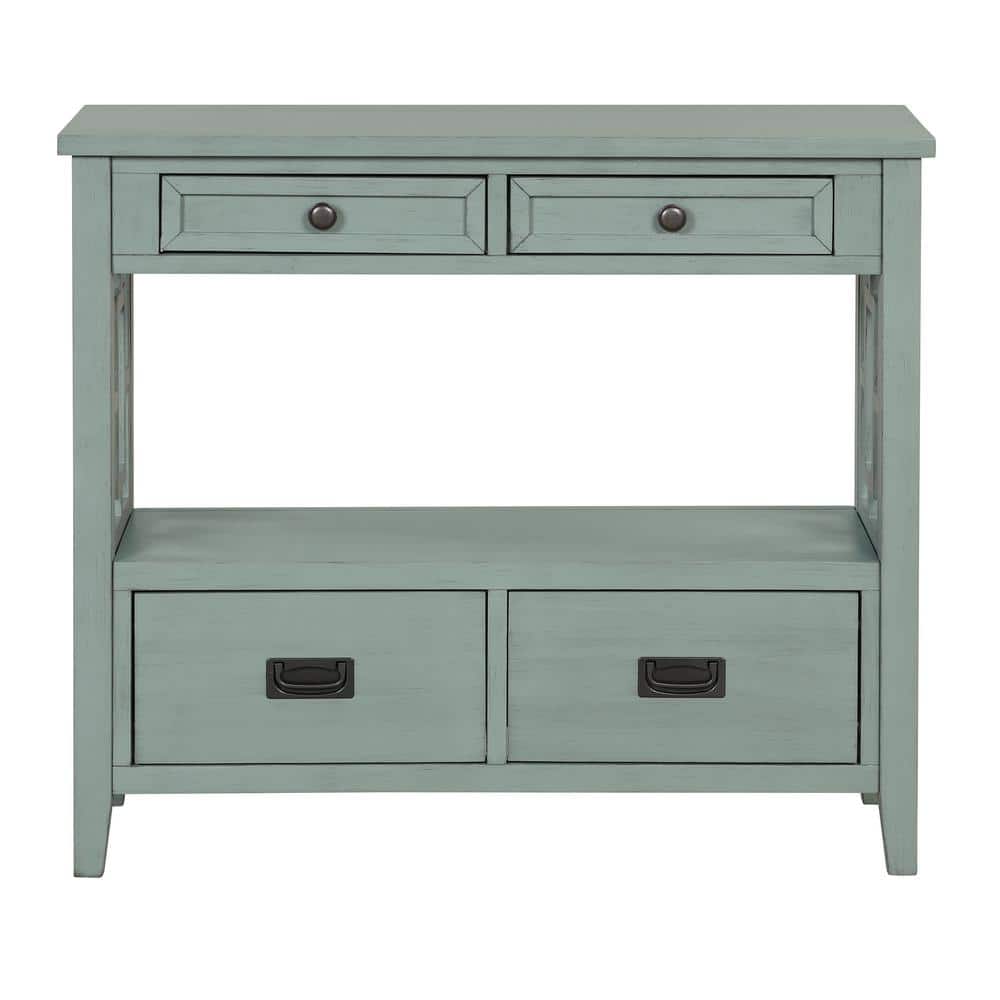 36 in. Green Rectangle Wood Console Table Sofa Side Table Cabinet with Drawer and Shelf for Entryway Kitchen Living Room price history on PriceWatchPro