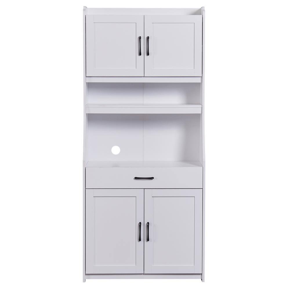 Amucolo White Freestanding Kitchen Buffet with Hutch Pantry Cabinet ...