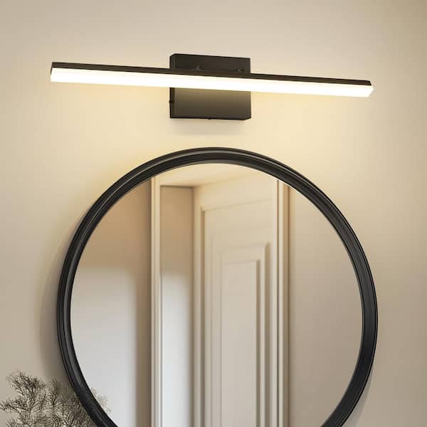 24-Watt 1-Light 24 in. Vanity Light in Black, Integrated LED Bathroom Wall Light Bar, Adjustable Wall Sconce for Mirror