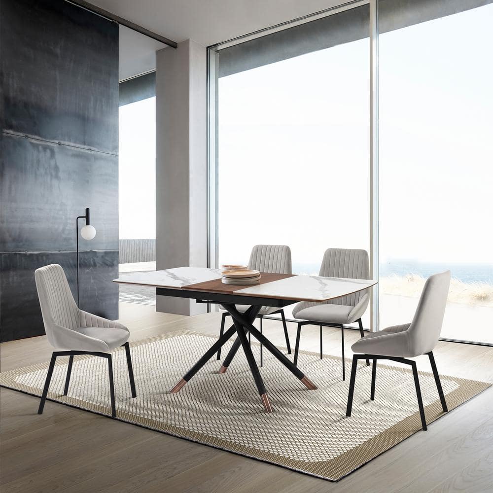 Gray Upholstered Swivel Parsons Side Chair with Metal Legs