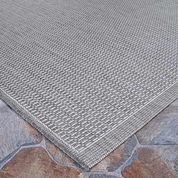 Couristan Recife Saddle Stitch Grey, Outdoor Runner Rugs