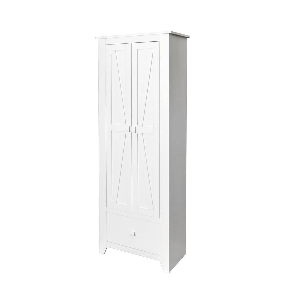 25.59 in. W x 15.75 in. D x 70.87 in. H Bathroom White Linen Cabinet