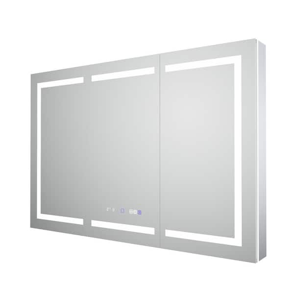 Modland Hans 54 in. Wx 36 in. H Rectangular Aluminum Recessed or Surface Mounted Backlit Medicine Cabinet with Mirror