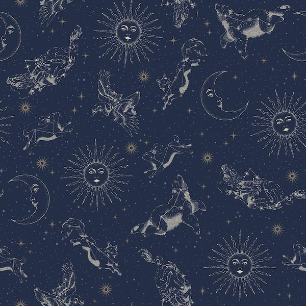 RoomMates Zodiac Dreams Navy Peel and Stick Wallpaper