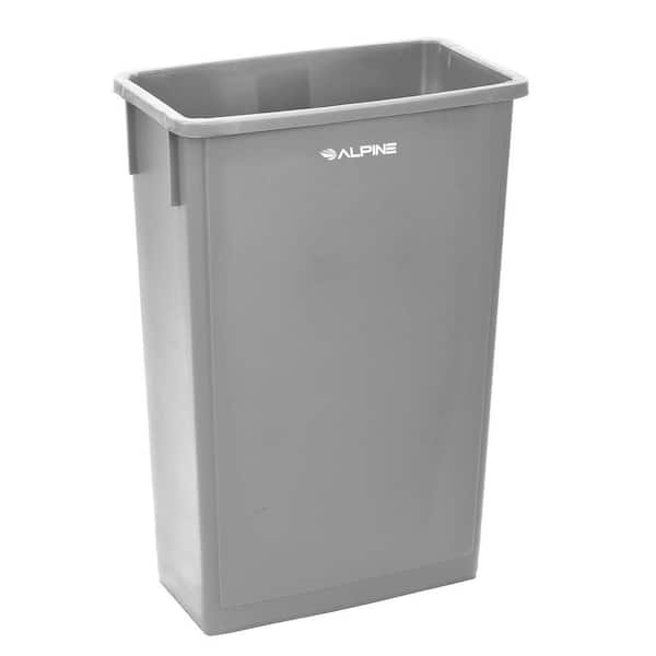 Alpine Industries 23 Gal. Gray Open Top Waste Basket Slim Vented Commercial Garbage Trash Can