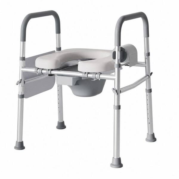 Bedside Commode for Seniors, with Adjustable Width Height, 400 lb. Weight Capacity, 16.5 in. Extra Large Soft Seat Plate