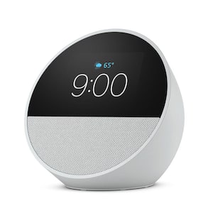 Echo Spot (2024 Release) Smart Alarm Clock with Vibrant Sound Plus Alexa, Glacier White