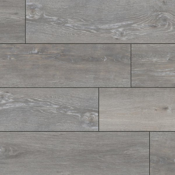 A&A Surfaces Take Home Sample - Aubrey Sea Isle Gray Rigid Core Luxury Vinyl Plank Flooring 9 in. x 15 in.
