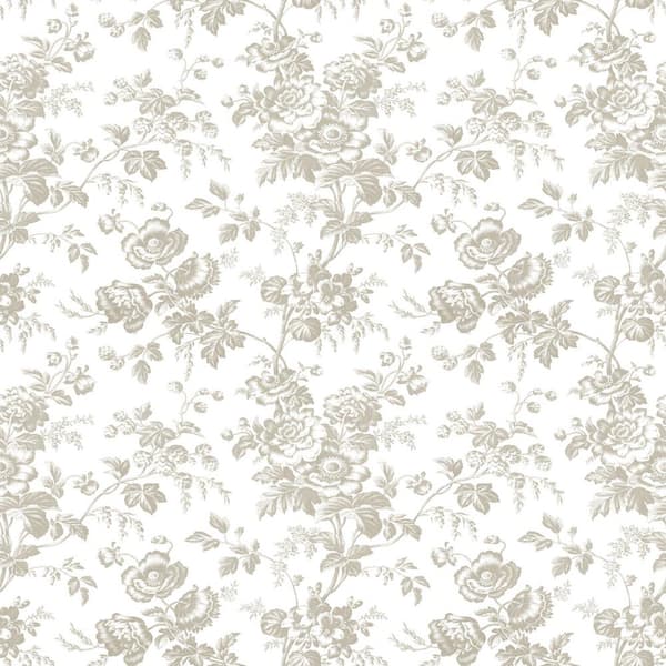 Anemone Toile Taupe Wallpaper Roll