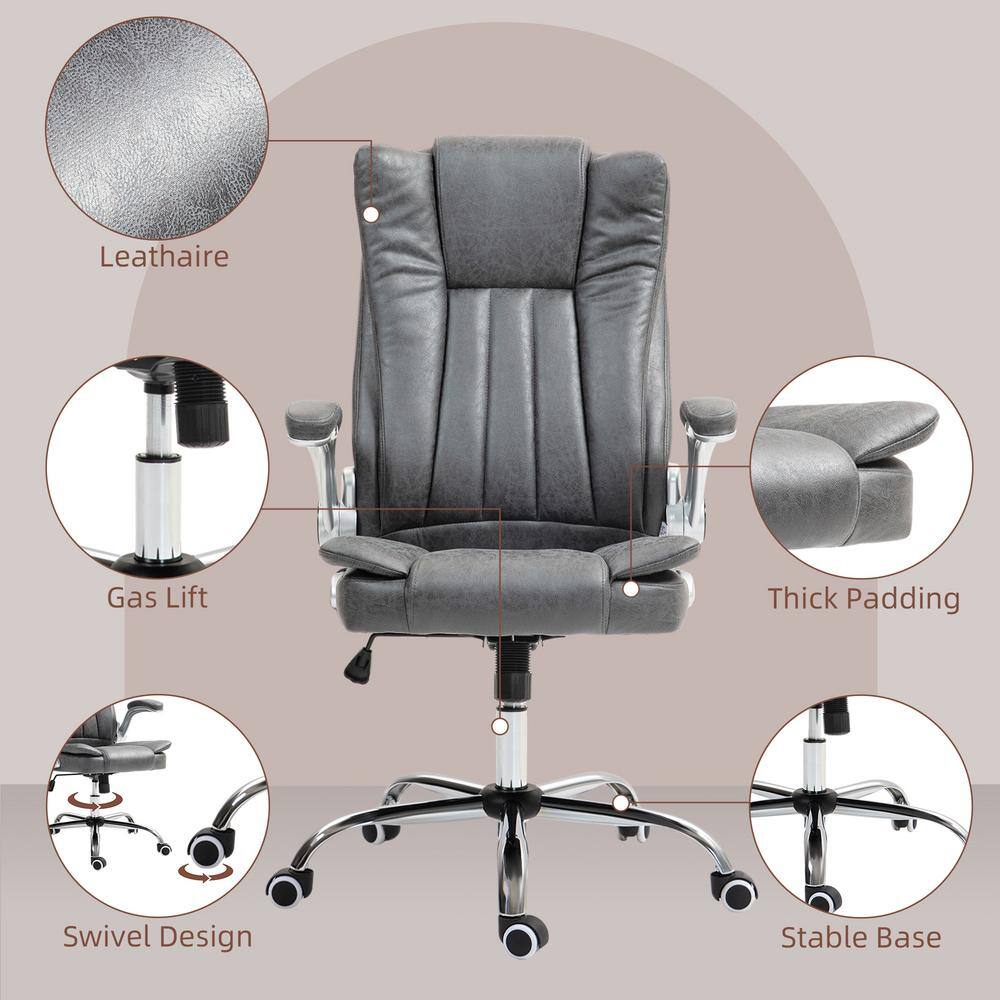 Gray Faux Leather High Back Executive Swivel Office Chair