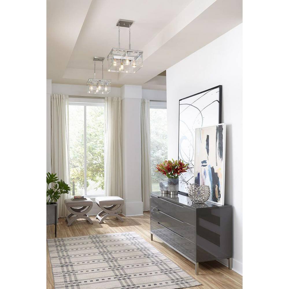Modern Glayse 16.75" Brushed Nickel Beveled Glass Light Fixture