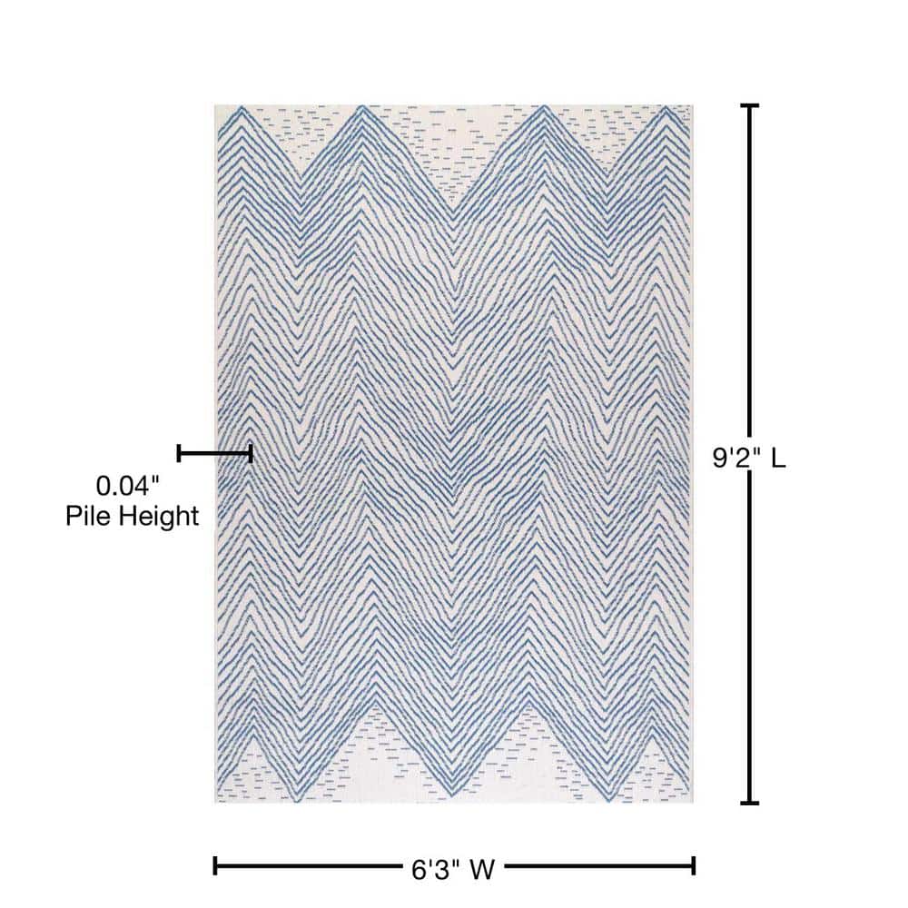 Blue Chevron Geometric Indoor/Outdoor Area Rug