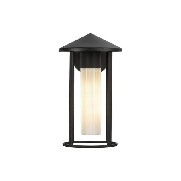 ALORA MOOD Tenko 12-in 1-Light 60-Watt Black/Glossy Opal Glass Exterior Wall Sconce