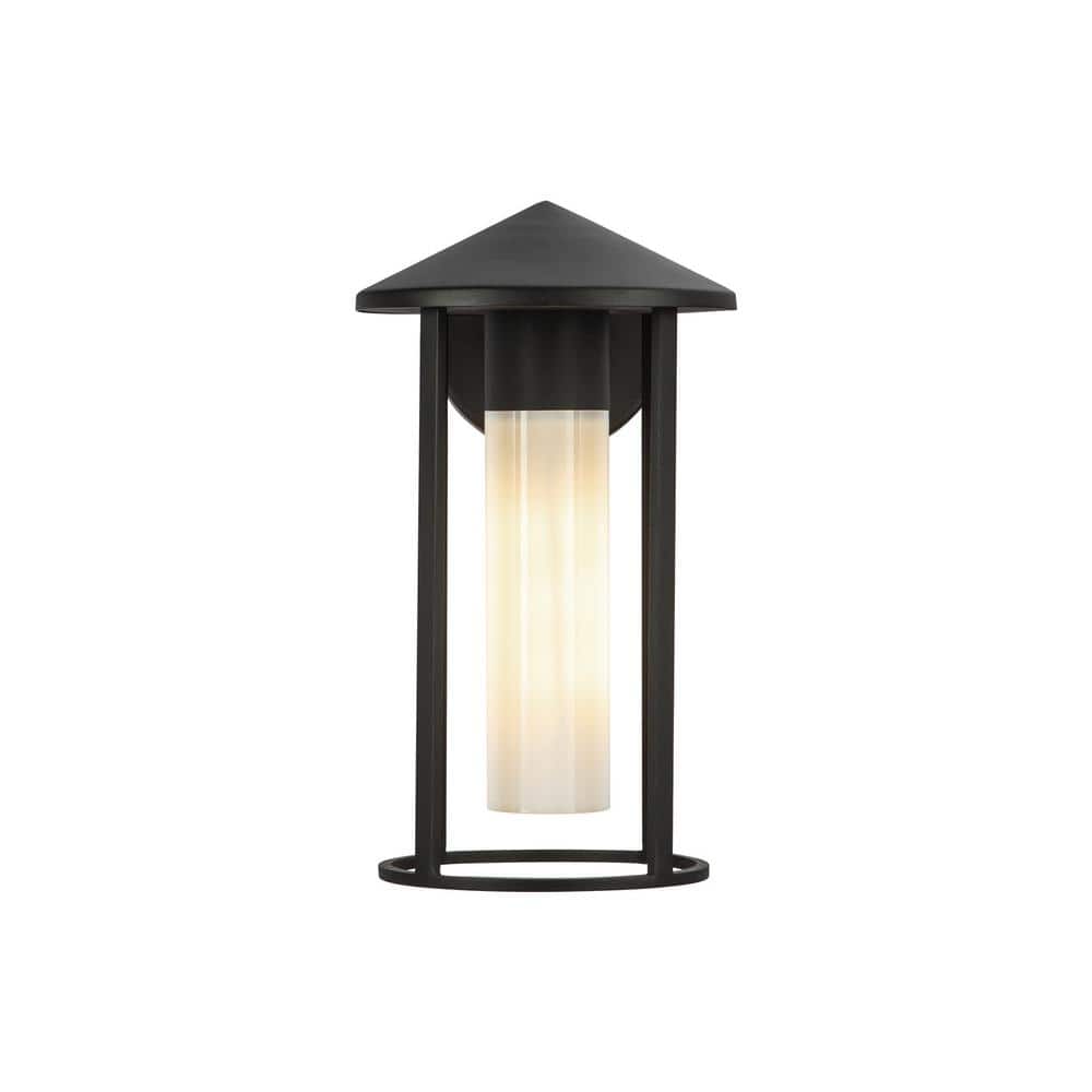 Tenko 12-in 1-Light 60-Watt Black/Glossy Opal Glass Exterior Wall Sconce price history on PriceWatchPro