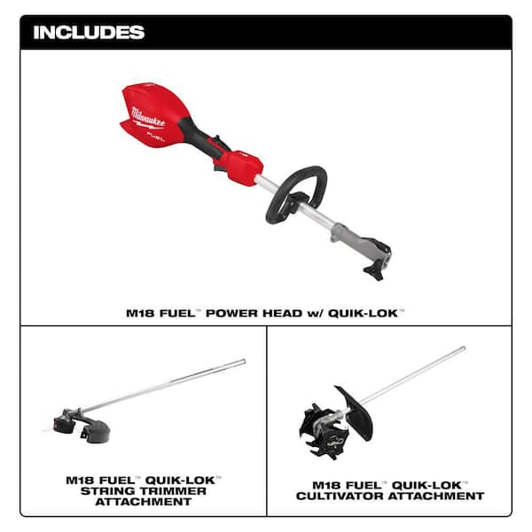M18 FUEL 18V 16 in. Brushless Cordless Battery Powered QUIK-LOK String Trimmer w/ Cultivator Attachment