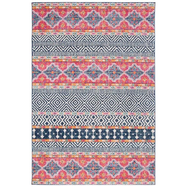 SAFAVIEH Madison Navy/Ivory 4 ft. x 6 ft. Geometric Area Rug