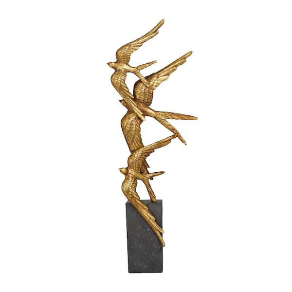 Litton Lane 4 in. x 21 in. Gold Polystone Bird Sculpture
