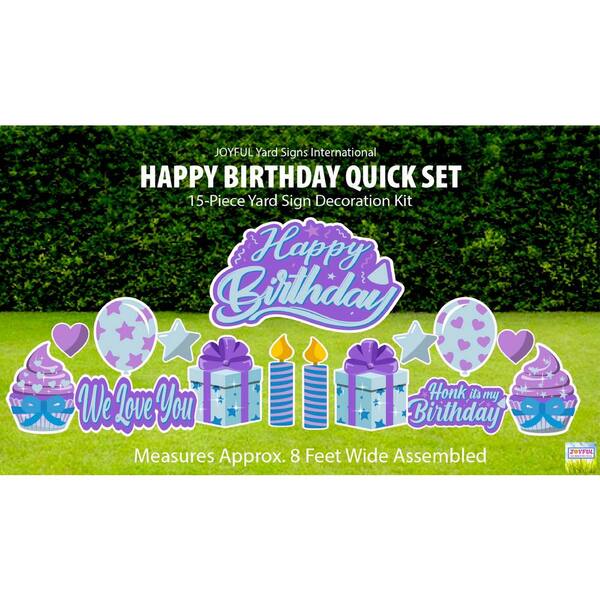 Joyful Yard Signs Happy Birthday Quick Set Purple And Blue The Home Depot