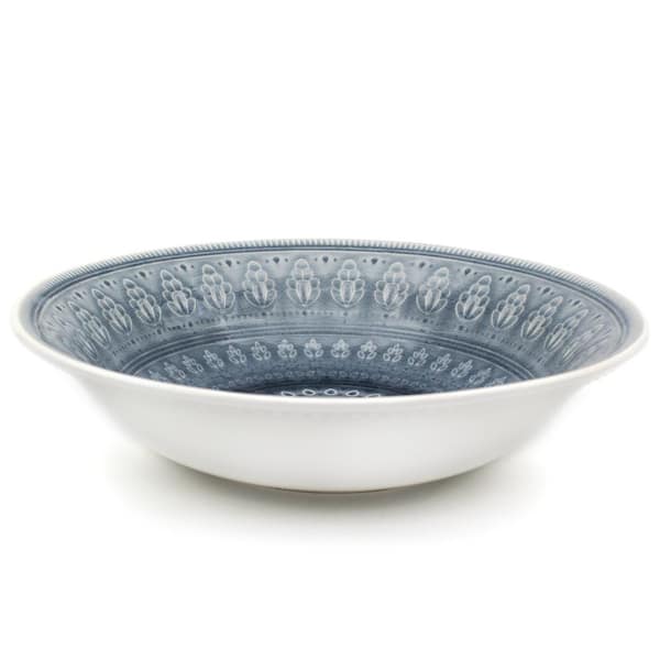 Euro Ceramica Fez Grey Crackle-Glaze Serving Bowl