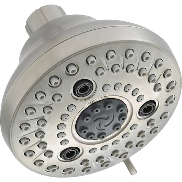 Glacier Bay Lavmere 7-Spray 4.2 in. Single Wall Mount Fixed Shower Head in Brushed Nickel