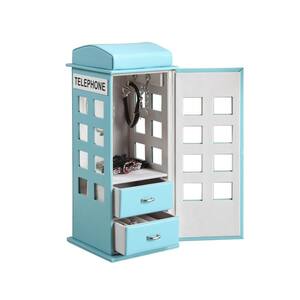 11.5 in. British Telephone Booth Blue Pastel Jewelry Box