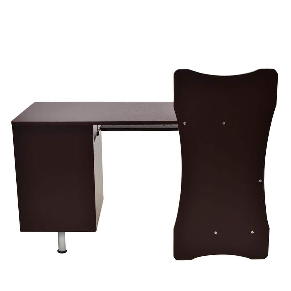Chocolate Brown Wood Computer Desk with Storage and Keyboard Tray