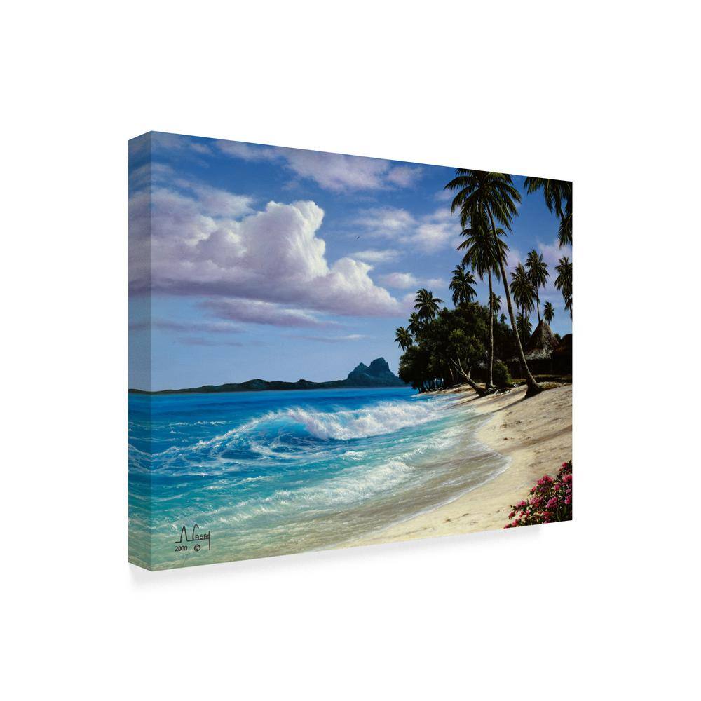 Tropical Beach Coastal Canvas Wall Art with Floater Frame