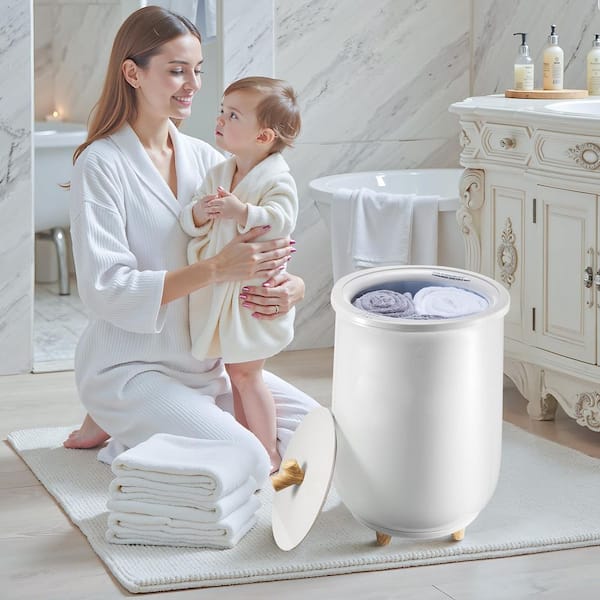 Towel Warmer Bucket, 20L Auto Off, Fits up to Two 40 x 70 in. Oversized Towels, 4-Timer Gray Electric Plug-ln Single