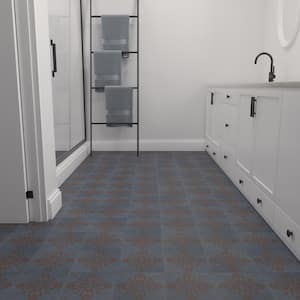 Moroccan Concrete Blue Gray 8 in. x 8 in. Glazed Porcelain Decorative Floor and Wall Tile Sample