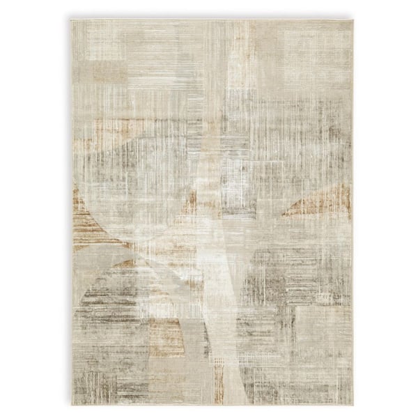 Truward Beige 5 ft. x 7 ft. Abstract Area Rug