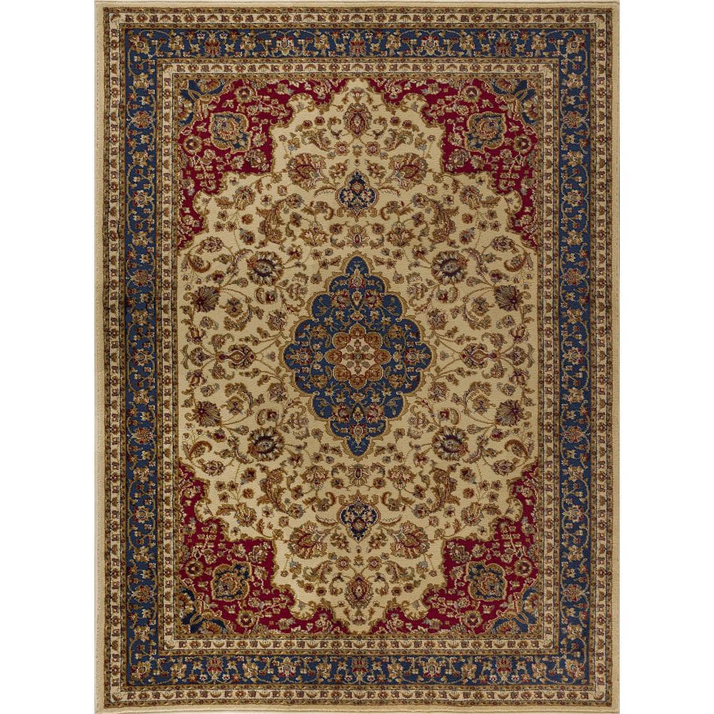 Sensation Border Ivory 9 ft. x 12 ft. Indoor Area Rug