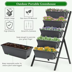 22.5 in. L x 27 in. W x 45 in. H Black Plastic Vertical Raised Bed 5-Tier