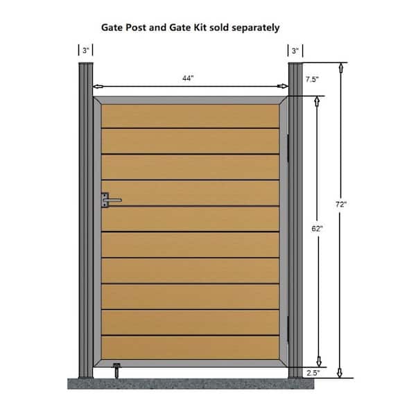 LH EP 3-2/3 ft. x 5-1/6 ft. Mocha Assembly Required WPC Composite Fence Gate Kit with Keyed Lock (Gate Post not Included)