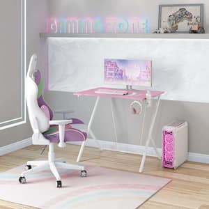 23.62 in. Rectangular Pink Kids Computer Gaming Desk