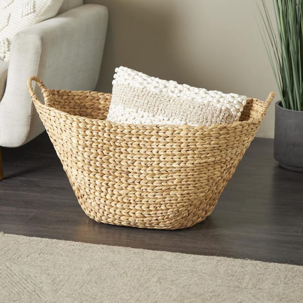 Seagrass Handmade Woven Storage Basket with Ring Handles
