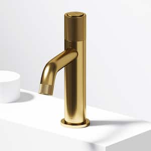 Apollo Button Operated Single-Hole Bathroom Faucet in Matte Brushed Gold