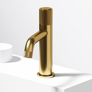 Apollo Button Operated Single Hole Bathroom Faucet in Matte Gold
