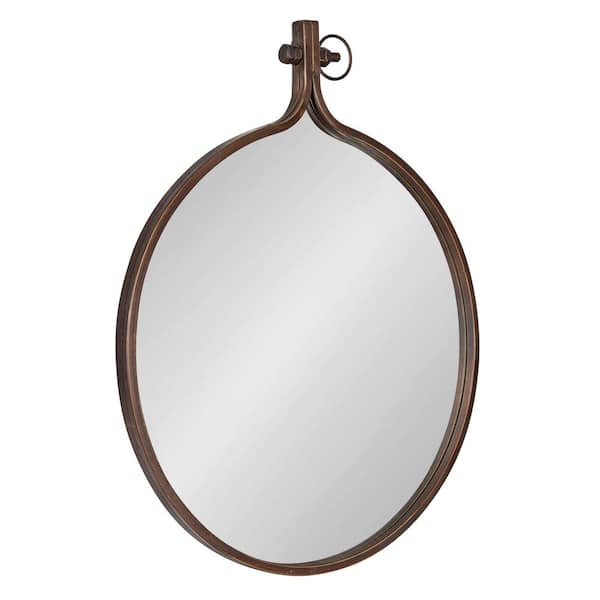 Kate and Laurel Yitro 28.75 in. H x 23.25 in. W Modern Round Framed Antique Bronze Wall Mirror