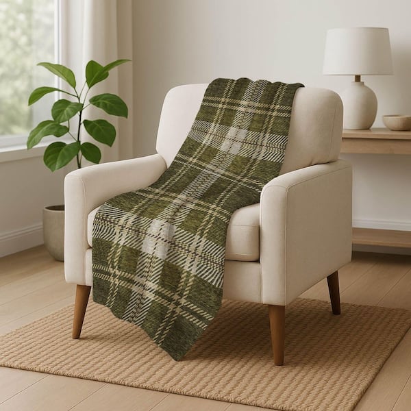 Premium Machine Washable ASB935 Olive 50 in. x 70 in. Sherpa Throw Blanket