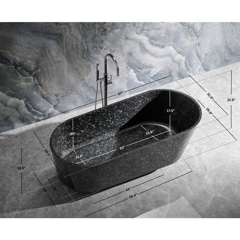 Coesistere 71'' Black Forged Carbon Fiber Freestanding Bathtub