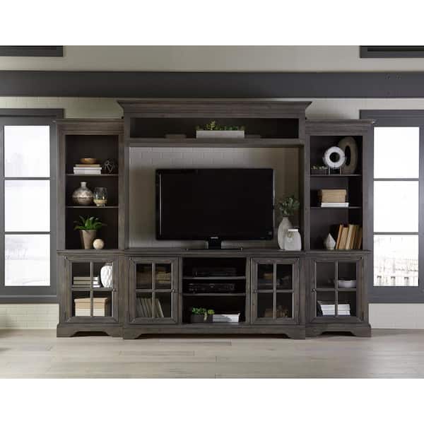 Progressive Furniture Dillworth 20 in. Storm Wood Entertainment Center Fits TVs Up to 75 in. with Wall Panel
